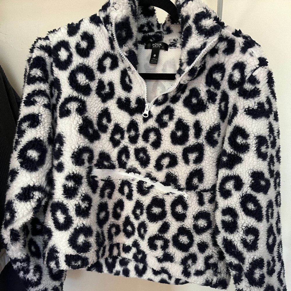 Aqua Fluffy Half-Zip Sweatshirt